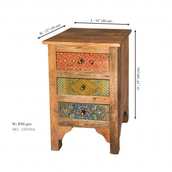Hand Painted Wooden Drawer And Side Table 