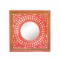 Pink Wooden Framed Wall Mirror With Embossed Brass Work