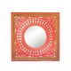 Pink Wooden Framed Wall Mirror With Embossed Brass Work