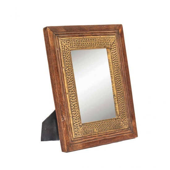 Wooden Photo Frame With Embossed Brass Work