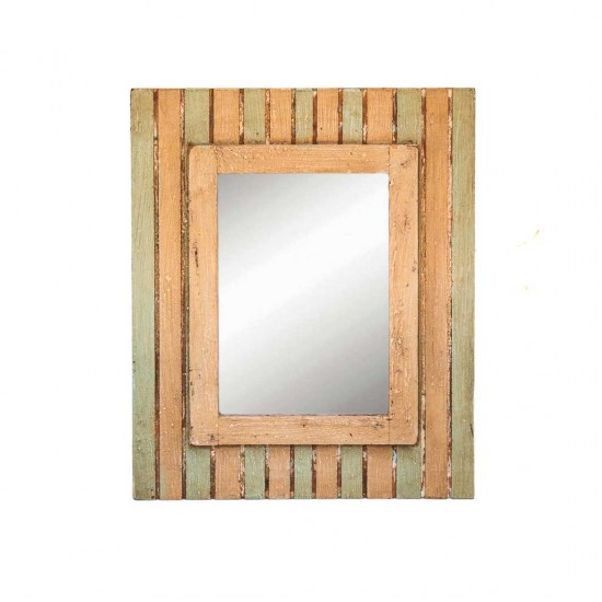 White - Green Wooden Pannel Shaped Photo Frame with Back Stand