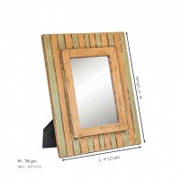 White - Green Wooden Pannel Shaped Photo Frame with Back Stand