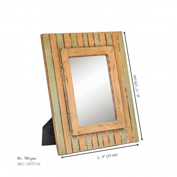 White - Green Wooden Pannel Shaped Photo Frame with Back Stand