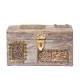 Antique Mini Sandook Box With Wooden Carving And Embossed Brass Art