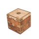Square Wooden Box - Distressed White Top With Embossed Brass Work Square Wooden Box - Distressed White Top With Embossed Brass Work
