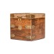 Square Wooden Box - Distressed White Top With Embossed Brass Work Square Wooden Box - Distressed White Top With Embossed Brass Work