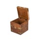 Square Wooden Box - Distressed White Top With Embossed Brass Work Square Wooden Box - Distressed White Top With Embossed Brass Work