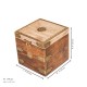 Square Wooden Box - Distressed White Top With Embossed Brass Work Square Wooden Box - Distressed White Top With Embossed Brass Work