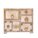 Distressed White Mini Chest Of Drawers And Jewellery Box With Embossed Brass Work Distressed White Mini Chest Of Drawers And Jewellery Box With Embossed Brass Work