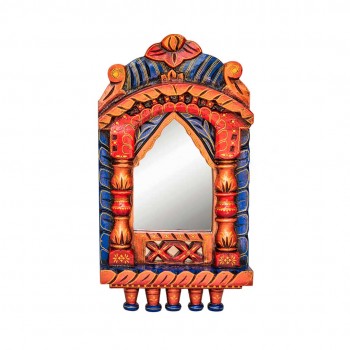 Colourful Hand painted Wooden Jarokha - Mirror