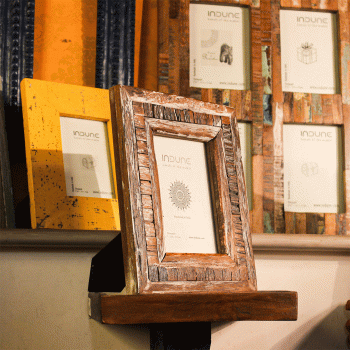 Reclaimed Wooden Square Block Panel Photo Frame