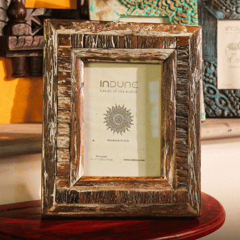 Reclaimed Wooden Square Block Panel Photo Frame