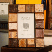 Distressed Wooden Block Photo Frame