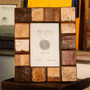 Distressed Wooden Block Photo Frame