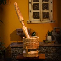 Timeless vintage wooden okhli traditional Indian decor Timeless vintage wooden okhli traditional Indian decor