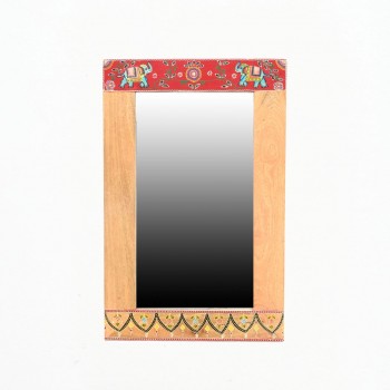 Traditional Hand painted Elephant Border Wooden Mirror Frame
