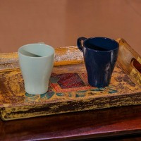 Hand painted golden wooden tray elephant motif Rajasthani Indian decor