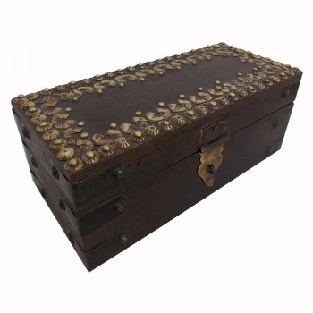 Wooden Box -Embossed  Brass Artwork