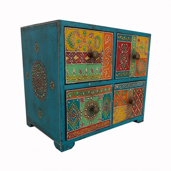 Colorful Chest Of 4 Drawers Handpainted