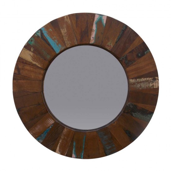 Reclaimed Wood Round Mirror Frame, Reclaimed Wood Round Mirror