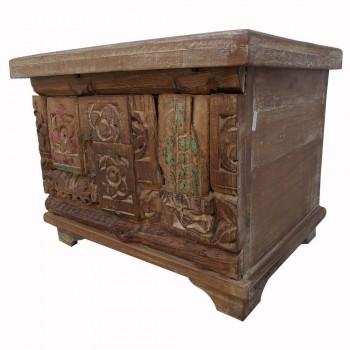 Treasure Box (Pitara)- Mosaic of Reclaimed Wood Pieces.