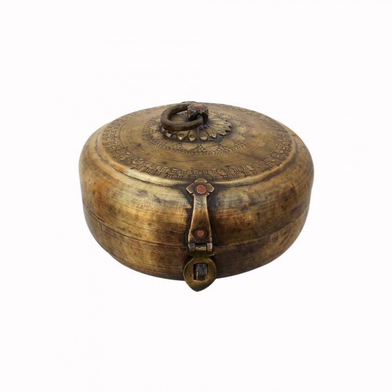 Vintage Collectible Chapati Box Dabusa Brass, Old And Interesting 