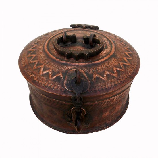 Vintage Collectible Chapati Box Dabusa Copper, Old And Interesting Vintage Collectible Chapati Box Dabusa Copper, Old And Interesting
