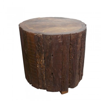 Reclaimed Railway Sleeper Wood Ottoman - Round Stool