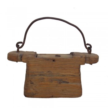 Hand-crafted vintage wooden tinder oil box decor accent