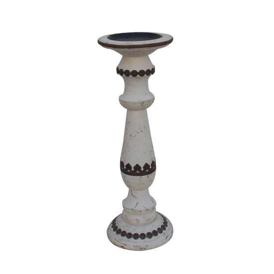 Pillar Candle Stand - Distress White