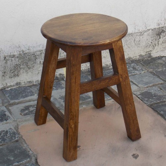 Round Top Traditional Stool - Polished