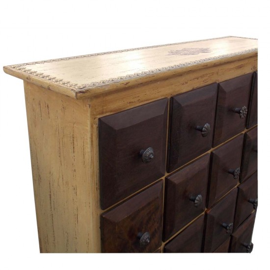 Twenty Drawers Chest - Beige & Brown