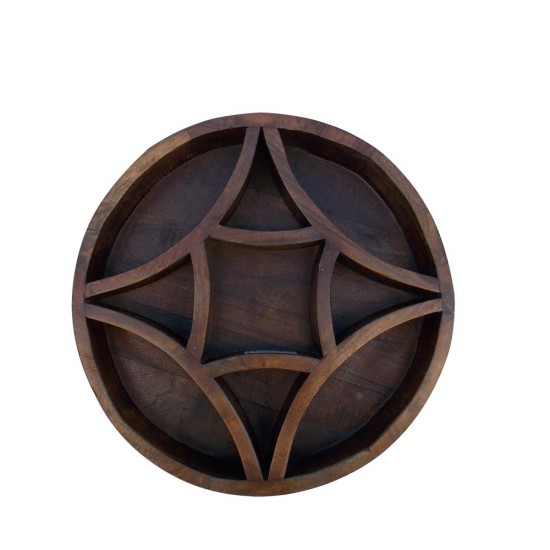 Wooden Round Tray with Curved Partitions Wooden Round Tray with Curved Partitions