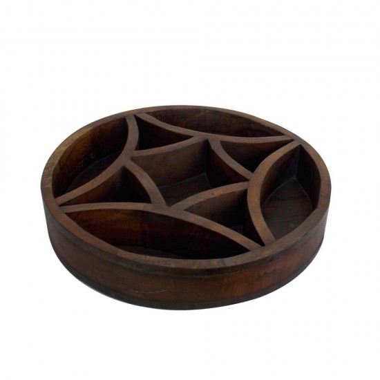 Wooden Round Tray with Curved Partitions Wooden Round Tray with Curved Partitions