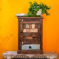 Recycled wooden bedside cabinet – rustic nightstand from reclaimed wood Recycled wooden bedside cabinet – rustic nightstand from reclaimed wood