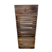 Tapered Slatted Wooden Indoor Planter - Natural Polished 