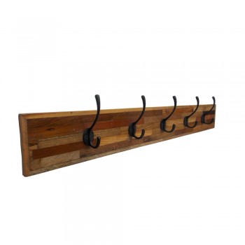 Mosaic Art Glossy Wooden Hooks Rail Board - Five Iron Hooks