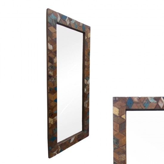Reclaimed Wooden Mosaic Art Mirror Frame