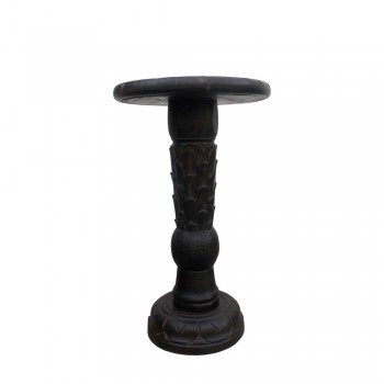 Antique Polished Carved Wooden Telephone Stand - Round