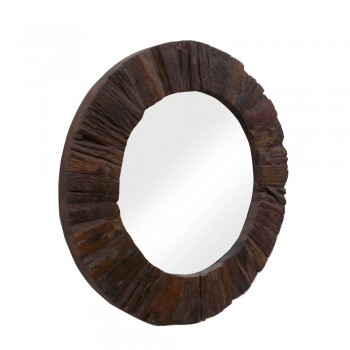 Railway Sleeper Wood Round Mirror Frame 