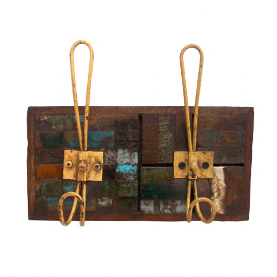 Reclaimed Wood Mosaic Hanger- Two Hook