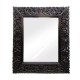 Hand Carved Wooden Floral Art Mirror Frame- Weathered Black