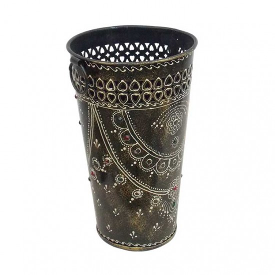 Dark Gray Painted Iron Bucket Flower Vase - Medium Dark Gray Painted Iron Bucket Flower Vase - Medium