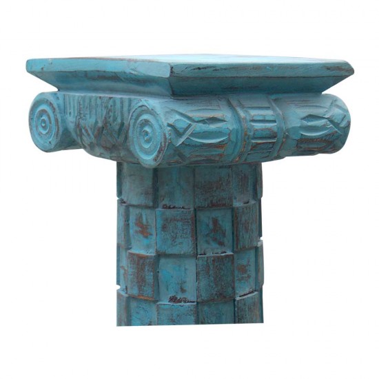 Wooden Pillar 30 Inch - Distressed Blue Wooden Pillar 30 Inch - Distressed Blue