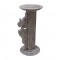 Carved Wooden Elephant Pillar - Distressed White
