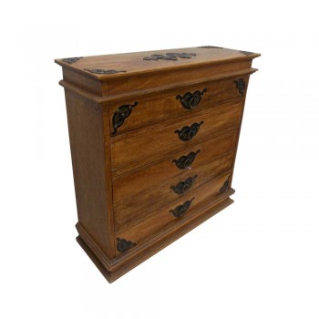 Five Drawers Decorative Utility Wooden Mini Chest - Embellished with Iron Hardwares 