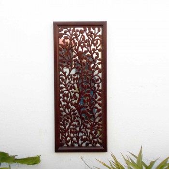 Wooden Floral Carved Mirror Frame Wall Decor Panel