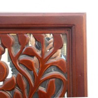 Wooden Floral Carved Mirror Frame Wall Decor Panel