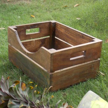 Wooden Planter Rough Polish - Wine Crate