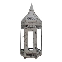 Distressed Iron Lamp - Hexagonal White